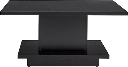 24/7 Shop at Home Lukas 31 inch Square Coffee Table with Hidden Storage and Base Shelf, Contemporary Furniture for Living Room, Home Office, Apartment, Small Space, Black - LeafyLoom