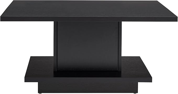 24/7 Shop at Home Lukas 31 inch Square Coffee Table with Hidden Storage and Base Shelf, Contemporary Furniture for Living Room, Home Office, Apartment, Small Space, Black - LeafyLoom