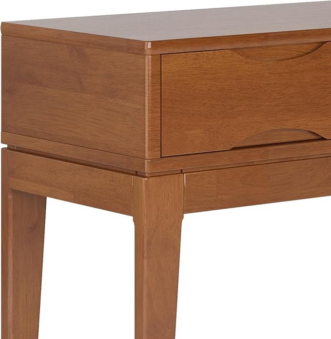 SIMPLIHOME Harper SOLID HARDWOOD 54 Inch Wide Mid Century Modern Console Sofa Table in Teak Brown, for The Living Room Entryway and Bedroom - LeafyLoom