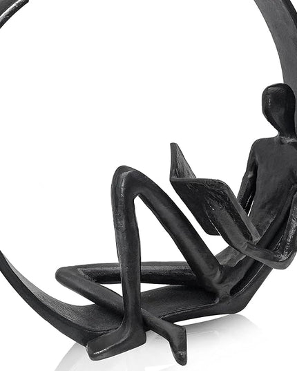 Jalunth Bookshelf Bookcase Aesthetic Decoration Art Sculptures Home Decor Book Shelf Case Modern Accents Figurine Reading Metal Decorative Ideas Objects Accessories Library Office Steel Statue Gifts - LeafyLoom