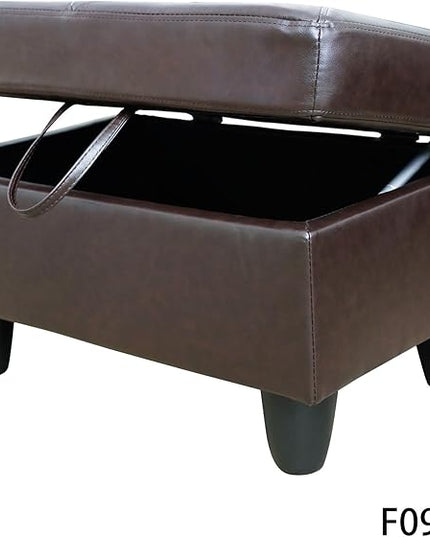 3-Piece L-Shaped Sectional Couches Lounge & Storage, 97'' Modular Living Room Home Office, 3pcs 97'' Sofa+66.5'' Chaise+28.5'' Ottoman(Left), Brown Faux Leather - LeafyLoom