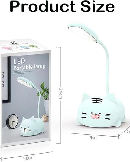Kids Lamp, Cute LED Desk Lamp for Kids, Mini Animal Night Light, USB Rechargeable Flexible Cartoon Lamp Eye-Care Lighting for Bedroom (Tiger G, Green) - LeafyLoom