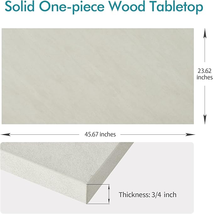 Kaboon Universal Tabletop 45.67"x23.62", Solid One-Piece Melamine Table Top, Double Desk L-Desk DIY, Home and Office,Sea Salt/White - LeafyLoom