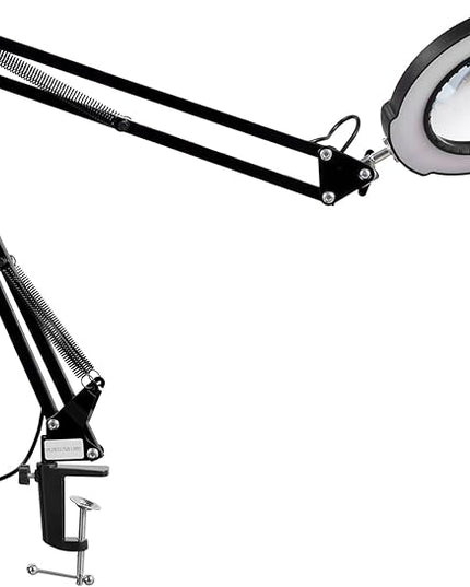 VEVOR Magnifying Glass with Light, 5X Magnifying Lamp, 4.3" Glass Lens, Desk Magnifier with Light, 64 LED Lights 5 Color Modes, with Clamp for Close Work, Reading, Repair Crafts - LeafyLoom