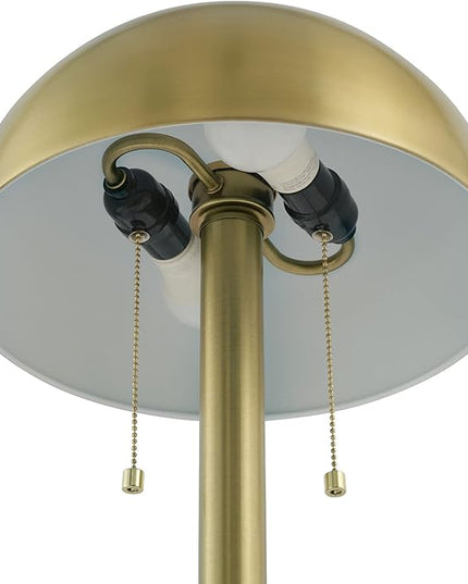 Globe Electric 65786 Haydel 60" 2-Light Floor Lamp, Matte Brass, Double On/Off Pull Chain, Bulb Not Included - LeafyLoom