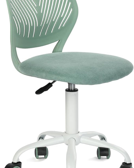 FurnitureR Writing Task Chair for Teens Boys Girls 360 Rolling Wheels Fabric Soft Pad Seat Breathable Backrest, Height Adjustable Liftup 29.5"-34.3", Morandi AQUA - LeafyLoom