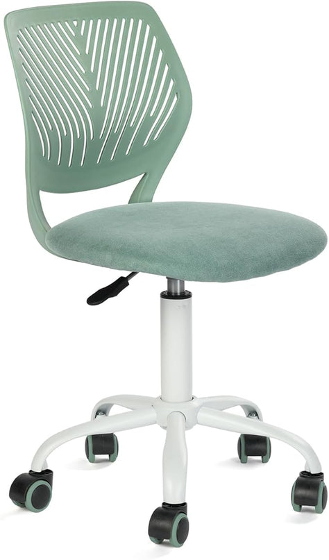 FurnitureR Writing Task Chair for Teens Boys Girls 360 Rolling Wheels Fabric Soft Pad Seat Breathable Backrest, Height Adjustable Liftup 29.5"-34.3", Morandi AQUA - LeafyLoom