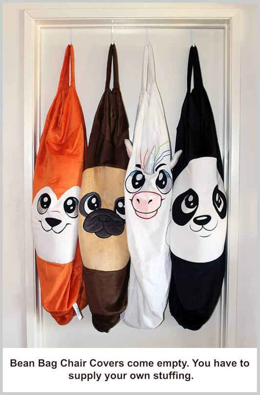 Extra Large Animal Bean Bag Chair Cover and Soft Toy and Linen Storage Organizer for Room Decor (Fox) - LeafyLoom
