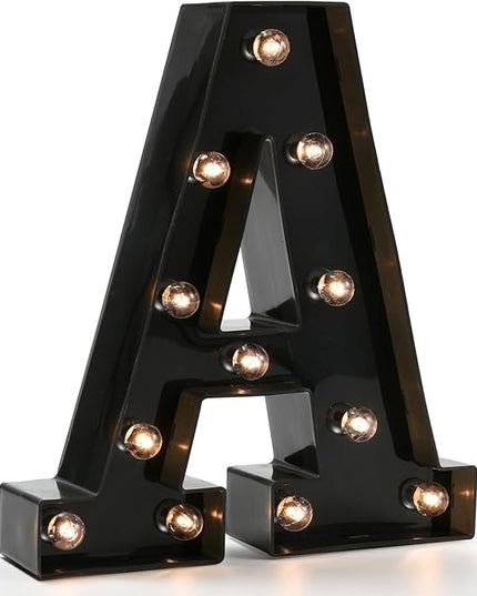 Light Up Black Alphabet Marquee Letters Sign LED Marquee Number Lights Sign for Night Light Home Bar Christmas Lamp Birthday Party Wedding Decoration A - LeafyLoom