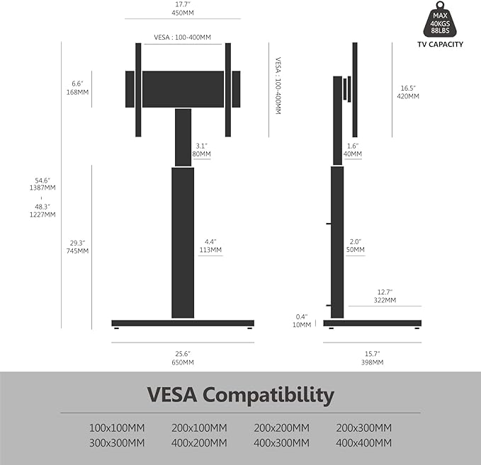 FITUEYES Universal Floor TV Stand Swivel Mount Height Adjustable for 27 32 55 65 70 inch Flat and Curved Screen TVs, Tempered Glass Base Black TV Stands with Cable Management Modern - LeafyLoom