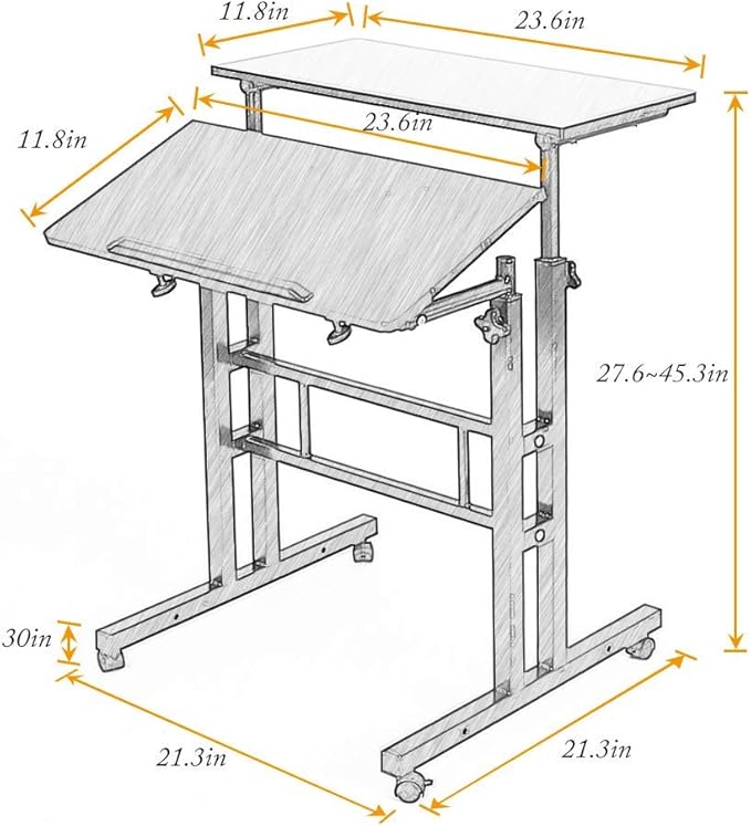 soges Mobile Standing Desk Adjustable Height, Roling Sit-Stand Desk, Small Standing Computer Desk Workstation on Wheels, Sit Stand Up Desk for Home Office, Black - LeafyLoom