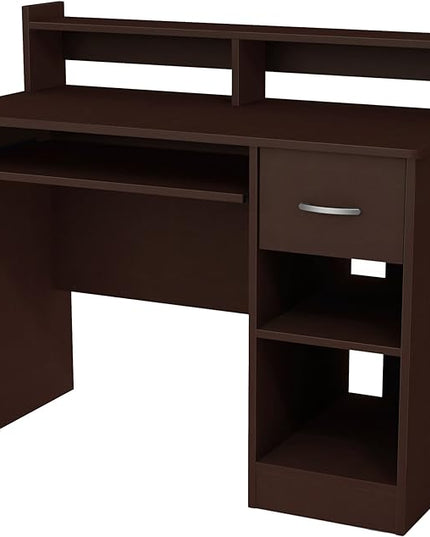 South Shore Axess Desk with Keyboard Tray, Chocolate - LeafyLoom