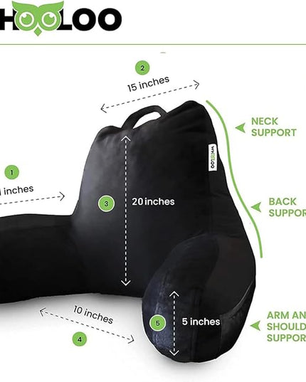 Reading Pillow Sitting Up in Bed Backrest Support Large Adult Back Wedge for Watching TV Bedrest Gerd Heartburn Recovery Snoring Made in The USA 100% Memory Foam w/Removable Washable Cover - LeafyLoom
