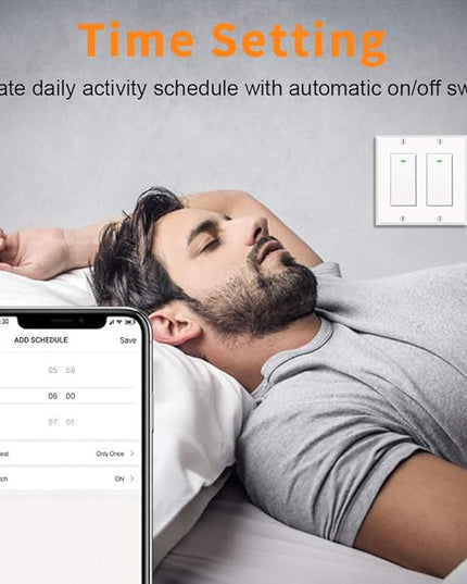 Smart Switch, WiFi Smart Light Switch Compatible with Amazon Alexa and Google Home, Neutral Wire Needed, with Remote Control, Timing Schedule, No hub Required MK36 (1Pack) bekca