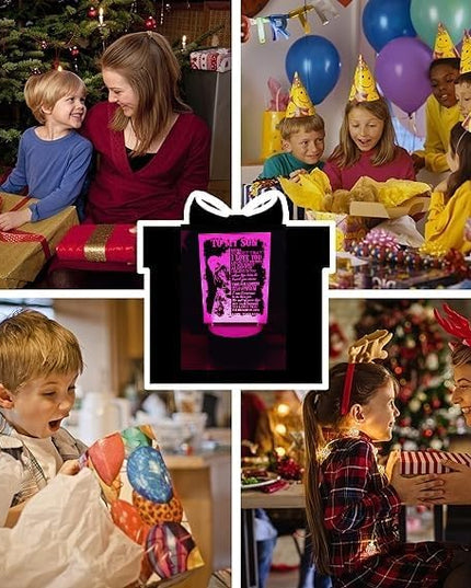 Dear Son 3D Illusion Lamp - 7 Colors Lion 3D Table Decoration Acrylic USB Lamp to My Son Arts Bedside Decors - Bedroom Decor Light Xmas New Year Birthday Gifts from Father Mother - LeafyLoom