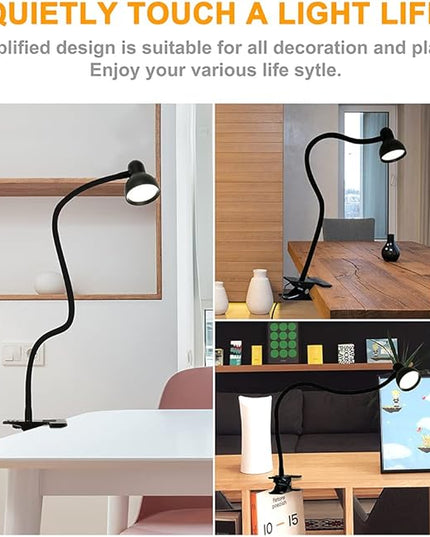 Clip on Light Reading Light for Bed 3 Color Modes 10 Dimmable Brightness Eye Care Clamp Desk Lamp Flexible Gooseneck Book Light for Reading in Bed Desk Light for Bed Headboard Computer - LeafyLoom