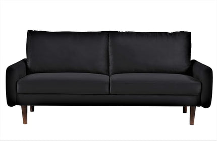 US Pride Furniture Kent Modern Velvet Sofa, Comfortable 3 Seater Couch for Living Rooms and Small Spaces, Ideal Studio Apartment Furniture with Sleek Design, Black - LeafyLoom