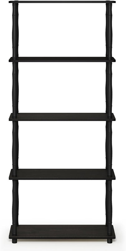 Furinno Turn-N-Tube 5-Tier Multipurpose Shelf / Display Rack / Storage Shelf / Bookshelf, Classic Tubes, Espresso/Black - LeafyLoom