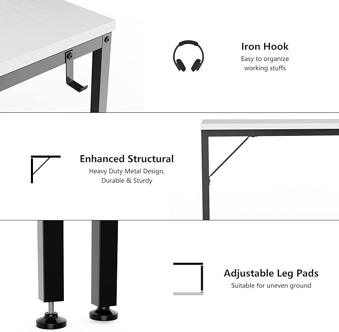 HOMIDEC Office Desk, Computer Desk with Drawers 47" Study Writing Desks for Home with Storage Shelves, Desks & Workstations for Home Office Bedroom - LeafyLoom