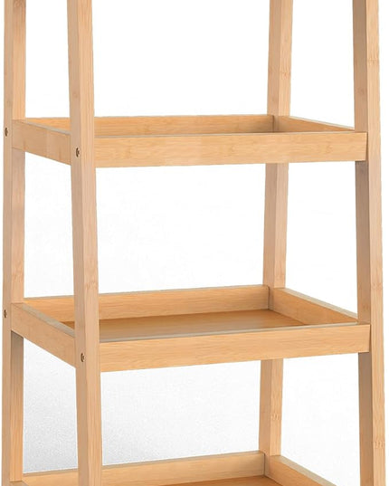 Bamboo Bookshelf, 4 Tier Ladder Shelf, Freestanding Storage Shelf Rack for Bathroom, Kitchen, Living Room - LeafyLoom