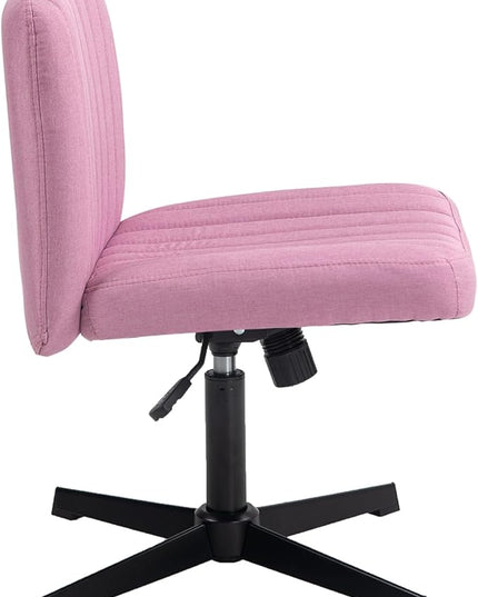 Panana Office Chair Fabric Padded Seat Armless Desk Chair Swivel Computer Task Chair Mid-Back No Wheels Accent Chair (Pink) - LeafyLoom