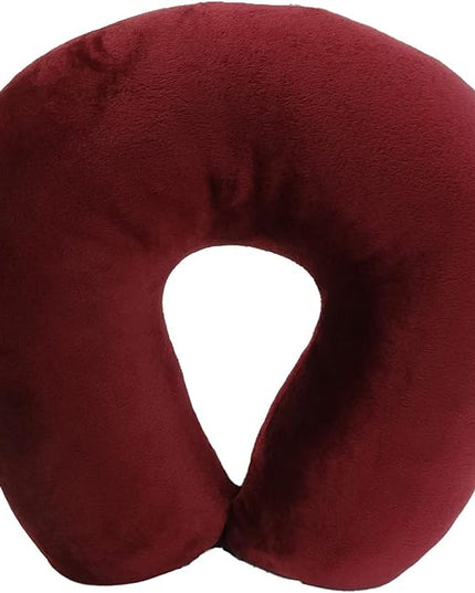 Adult Cozy Soft Microfiber Neck Pillow, Compact, Perfect for Plane or Car Travel, Burgundy - LeafyLoom