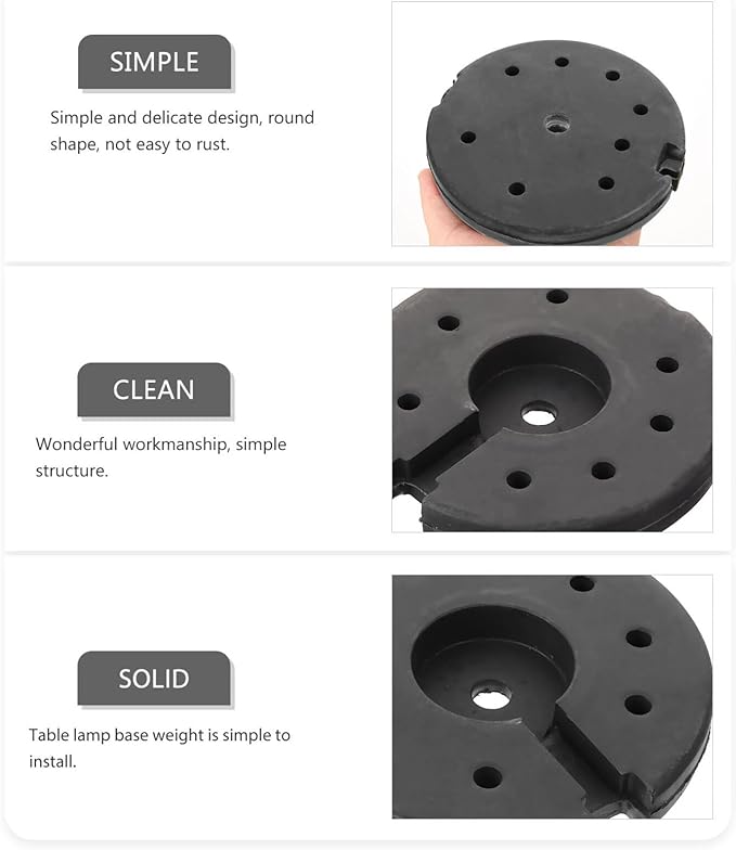 Uonlytech Lamp Cast Iron Loader Table Lamp Base Weight Desk Lamp Base Weight Floor Lamp Base Counterweight for Replacement Black - LeafyLoom