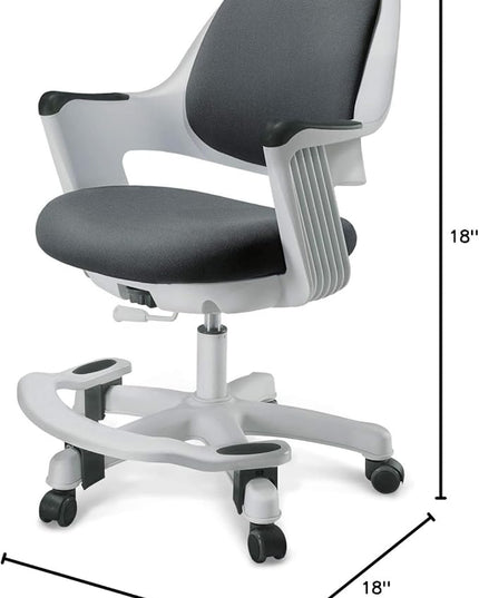 Kids Desk Chair: Ergonomic Kids Computer Chair | Adjustable Kids Office Chair with Wheels & Arms | Study Chair for Girls and Boys - Kids Chair Desk with Wheel Covers (Cyber Gray) - LeafyLoom