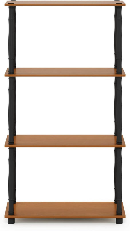 Furinno Turn-N-Tube 4-Tier Multipurpose Shelf Display Rack, Classic Tubes, Light Cherry/Black - LeafyLoom