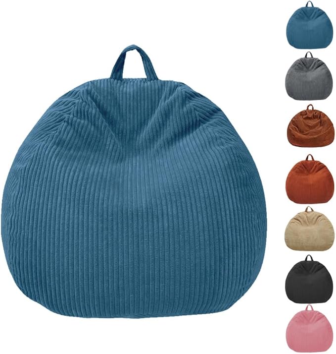 Bean Bag Chairs Cover (No Filler),Bean Bag Cover,Stuffed Animal Storage Bean Bag,Bean Bag for Kids,Adults,Teens,36 x 45 in Blue Bean Bag - LeafyLoom