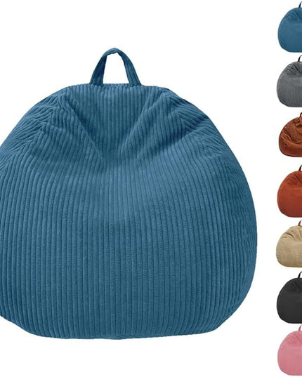 Bean Bag Chairs Cover (No Filler),Bean Bag Cover,Plush Toys Storage Bag,Bean Bag for Kids,Adults,Teens,Washable Ultra Soft Corduroy Sturdy Zipper,[Small 32 * 28 in] Blue Bean Bags - LeafyLoom