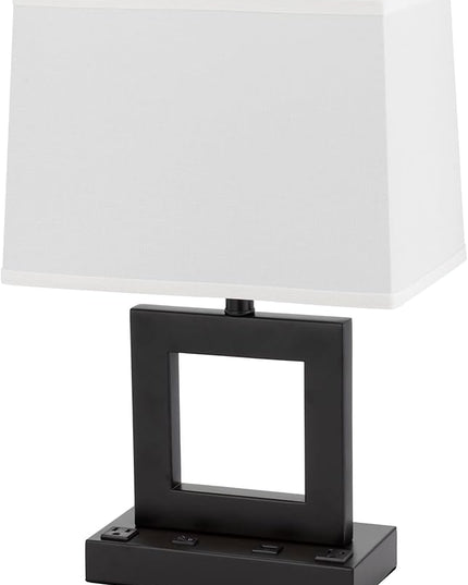 Cal Lighting LA-8042DK Cachan Metal Desk Lamp with 2 Power Outlets and 1 USB Charging Port, Antique Bronze - LeafyLoom