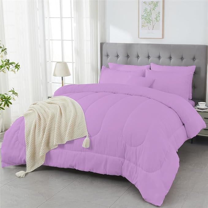 3 Piece Solid Color All Season Bedding Comforter Set Microfiber Soft Lightweight Bedding Set for Kids Teens Adults Room Decor with 1 Comforter and 2 Pillowcases Full - LeafyLoom
