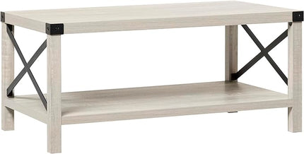 Walker Edison Sedalia Modern Farmhouse Metal X Coffee Table, 40 Inch, Stone Grey - LeafyLoom