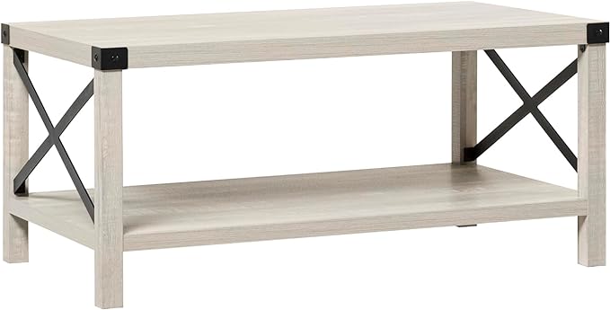 Walker Edison Sedalia Modern Farmhouse Metal X Coffee Table, 40 Inch, Stone Grey - LeafyLoom
