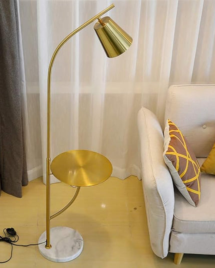 Hsyile Lighting KU300214 Creative Bedroom & Living Room Floor Lamp with a Table,Office and Reading Light - E26 Bulb - Brushed Antique Brass Finish - LeafyLoom