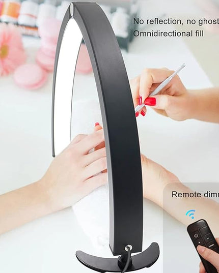 Pomya Half Moon Light for Nails, 28 Inch Foldable 3200K‑5600K Dimmable LED Half Moon Desk Lamp with Remote Control, 40W 2000LM Lighting Lamp for Beauty Lash Extension Manicure Tattoo - LeafyLoom