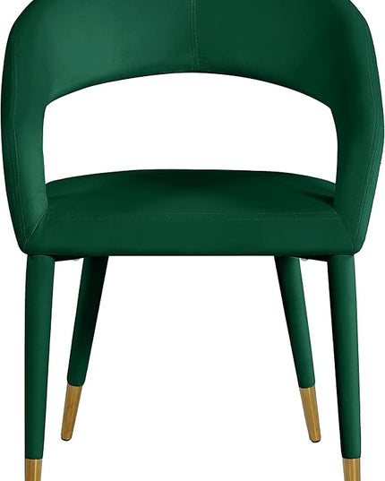 Meridian Furniture Destiny Collection Modern | Contemporary Velvet Upholstered Rounded Back Dining Chair, 23" W x 23" D x 31.5" H, Green - LeafyLoom