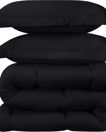 Utopia Bedding Queen Size Comforter Set with 2 Pillow Shams, Bedding Comforter Sets, Down Alternative Black Comforter, Soft and Comfortable, Machine Washable (Pack of 4) - LeafyLoom
