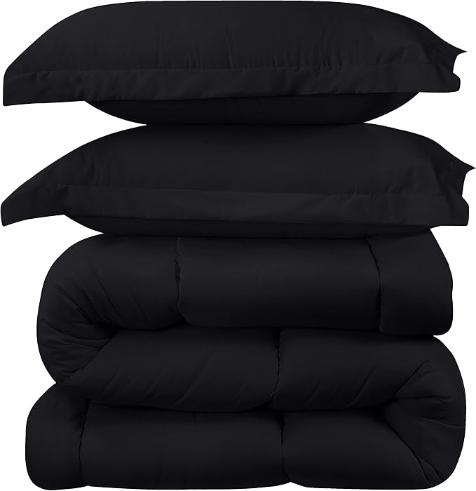 Utopia Bedding Queen Size Comforter Set with 2 Pillow Shams, Bedding Comforter Sets, Down Alternative Black Comforter, Soft and Comfortable, Machine Washable (Pack of 4) - LeafyLoom