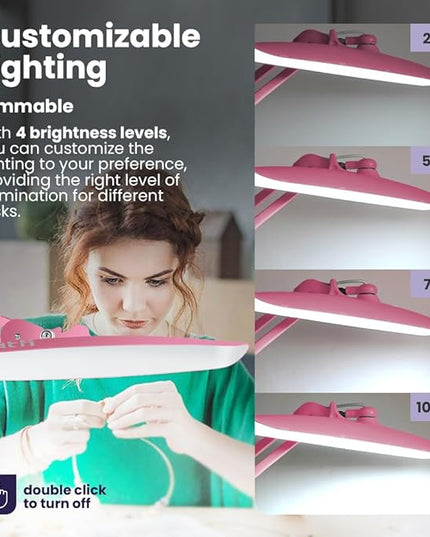 Neatfi XL 2,200 Lumens LED Task Lamp, 24W Super Bright Desk Lamp, 117 Pcs SMD LED, 4 Level Brightness, Dimmable, Task LED Light for Home, Office, Workbench (Non-CCT, Pink) - LeafyLoom