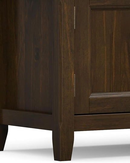 SIMPLIHOME Burlington SOLID WOOD Wide Transitional Media Stand for TVs up to 80 inches for The Living Room and Entertainment Center, 72 inch, Mahogany Brown - LeafyLoom