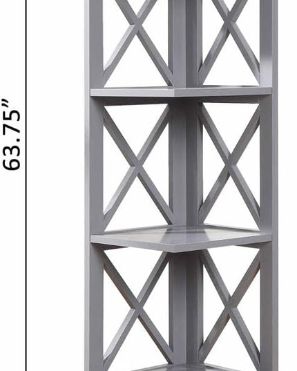 Convenience Concepts Oxford 5 Tier Corner Bookcase, Gray - LeafyLoom