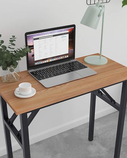 SogesGame 31.4 inches Small Desk Computer Desk for Small Space Small Folding Table Small Writing Desk Compact Desk Foldable Desk No Install Needed,Teak Black,LP-AC5YB-8040 - LeafyLoom