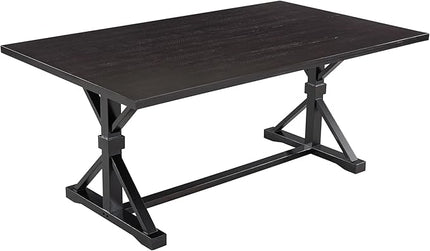 Kitchen 6-Piece Farmhouse Dining Set 72" Wood Rectangular Table, 4 Upholstered Chairs with Bench, Espresso - LeafyLoom