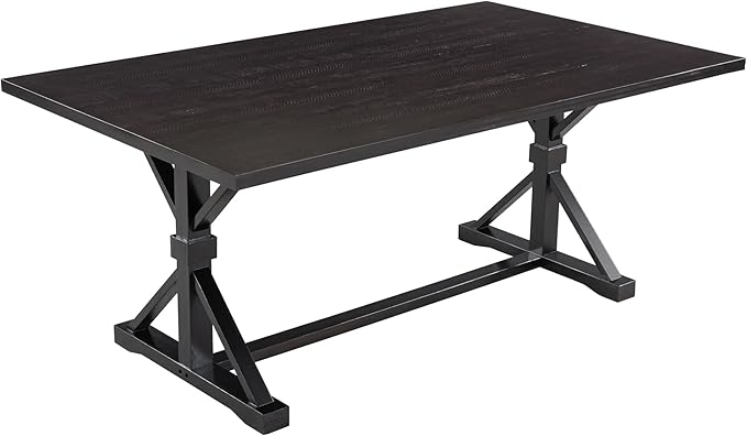 Kitchen 6-Piece Farmhouse Dining Set 72" Wood Rectangular Table, 4 Upholstered Chairs with Bench, Espresso - LeafyLoom