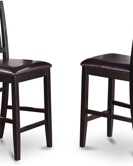 East West Furniture BUCK3-BLK-LC Buckland 3 Piece Counter Height Set Contains a Rectangle Kitchen Table and 2 Faux Leather Upholstered Dining Chairs, 30x48 Inch - LeafyLoom