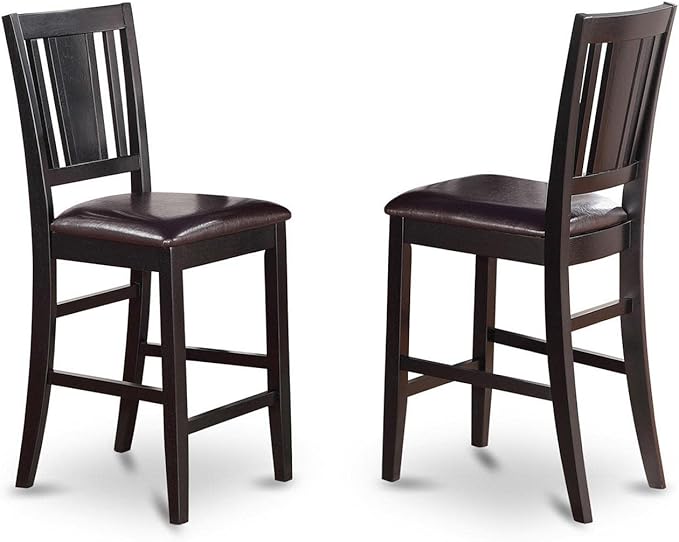 East West Furniture BUCK3-BLK-LC Buckland 3 Piece Counter Height Set Contains a Rectangle Kitchen Table and 2 Faux Leather Upholstered Dining Chairs, 30x48 Inch - LeafyLoom