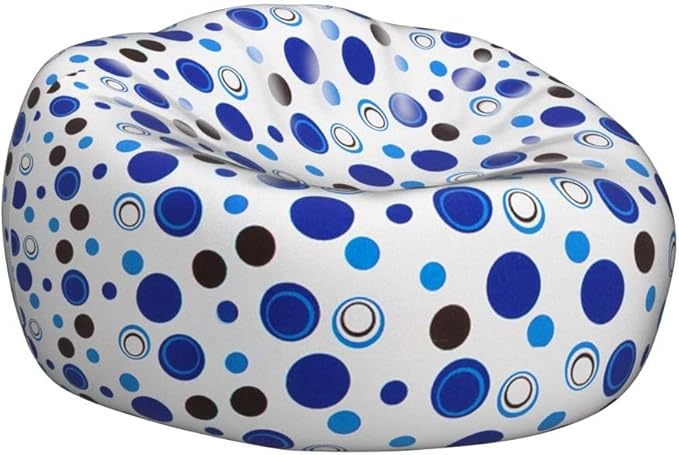 Posh Creations Bean Bag Chair for Kids, Teens, and Adults Includes Removable and Machine Washable Cover, Canvas Bubbles Blue and White, 27in - Medium - LeafyLoom