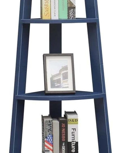 Convenience Concepts Newport 5-Tier Corner Bookshelf, Cobalt Blue - LeafyLoom